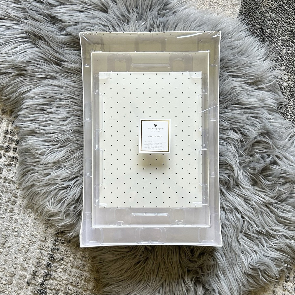 Sugar Paper Gift Wrap Box Set Black-White-Gold-Polka Dot‎ NEW